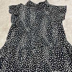 Black and White animal print high low blouse